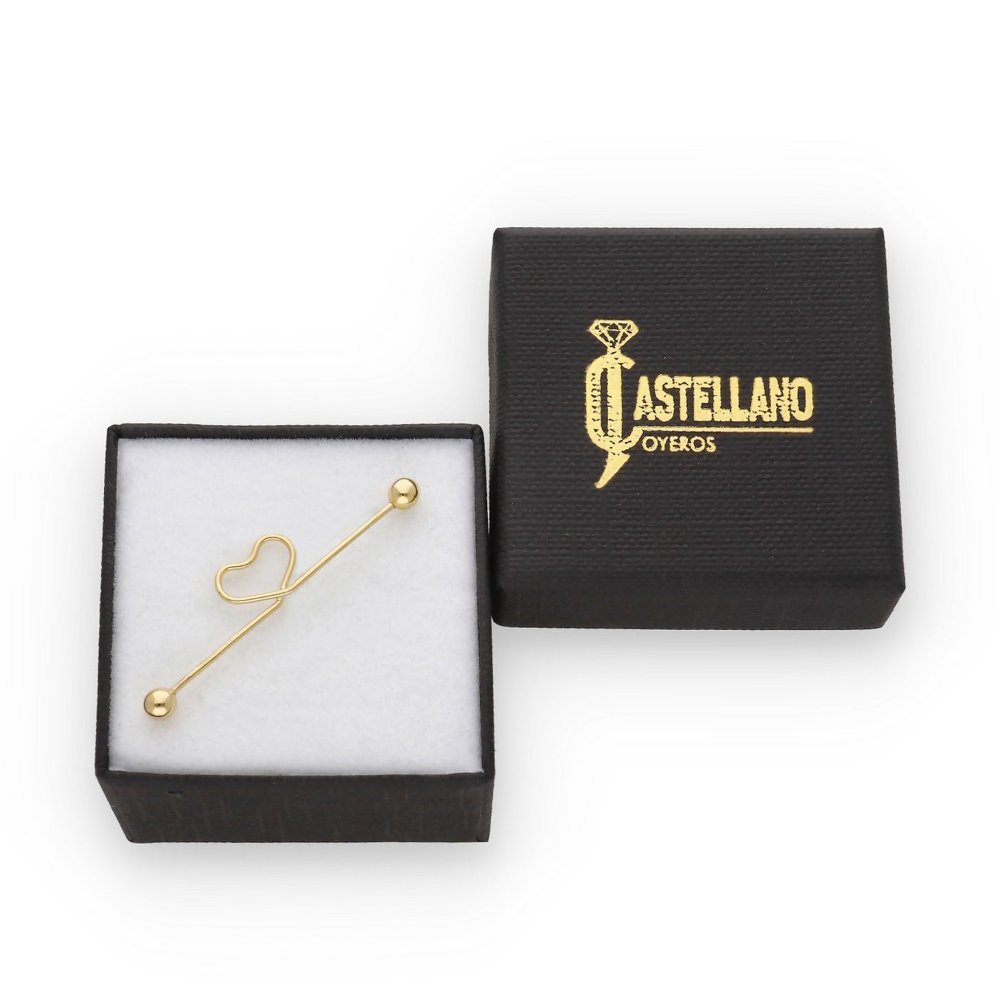 Piercing Barbell Industrial en Oro de Ley 18k con Corazón