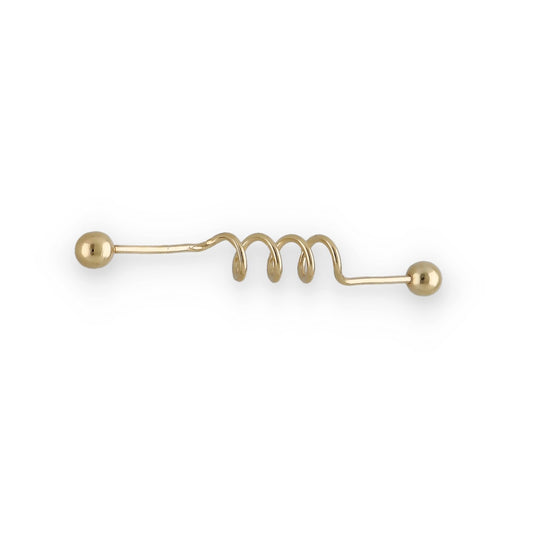Piercing Barbell Industrial en Oro de Ley 18k con Espiral