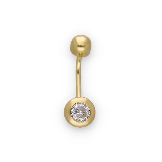 Piercing de Ombligo en Oro de Ley 18K con Circonita 6.60mm