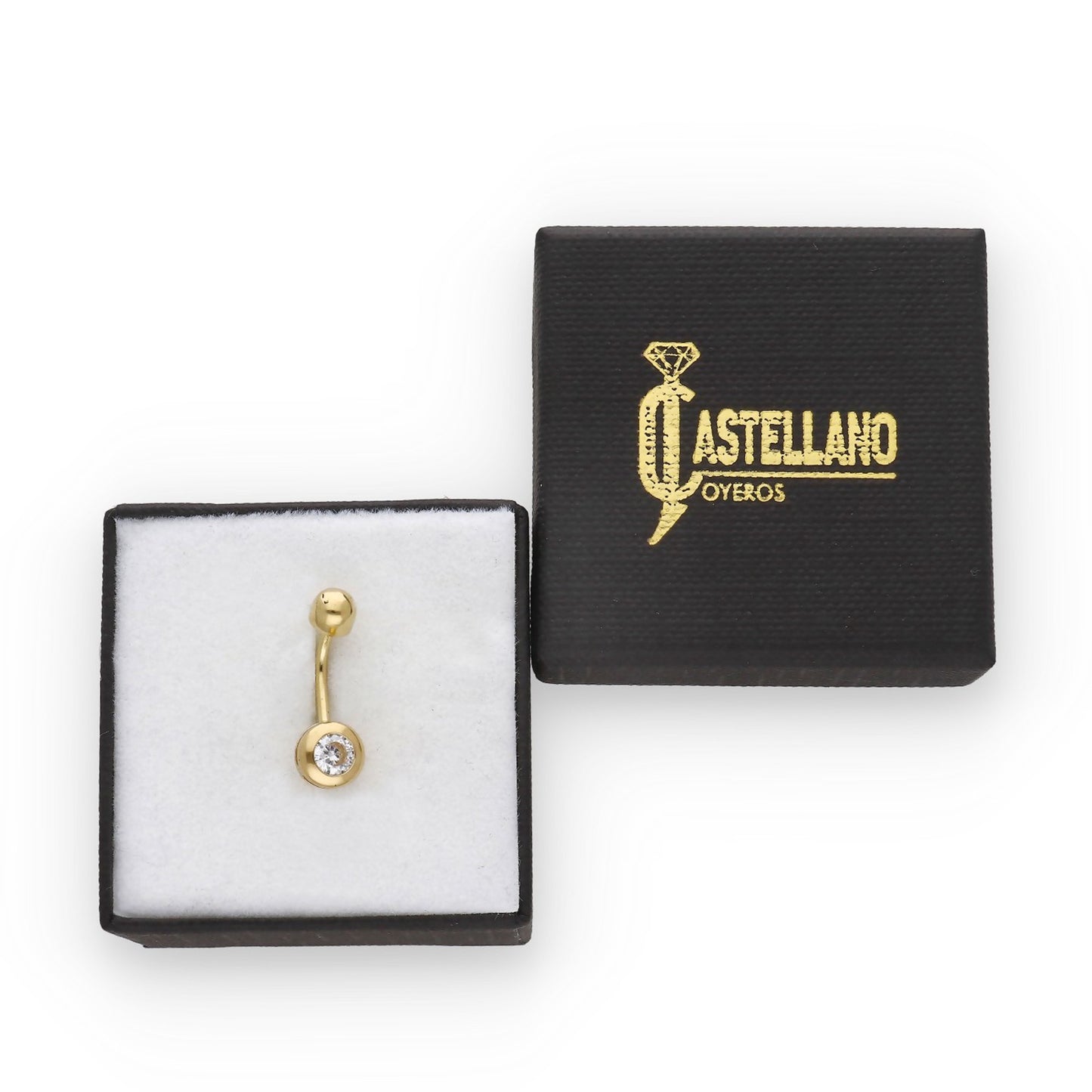 Piercing de Ombligo en Oro de Ley 18K con Circonita 6.60mm
