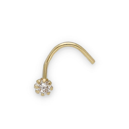 Piercing de Nariz en Oro de Ley 18k con Circonita