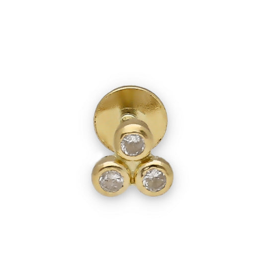 Piercing en Oro de Ley 18k con 3 Circonitas