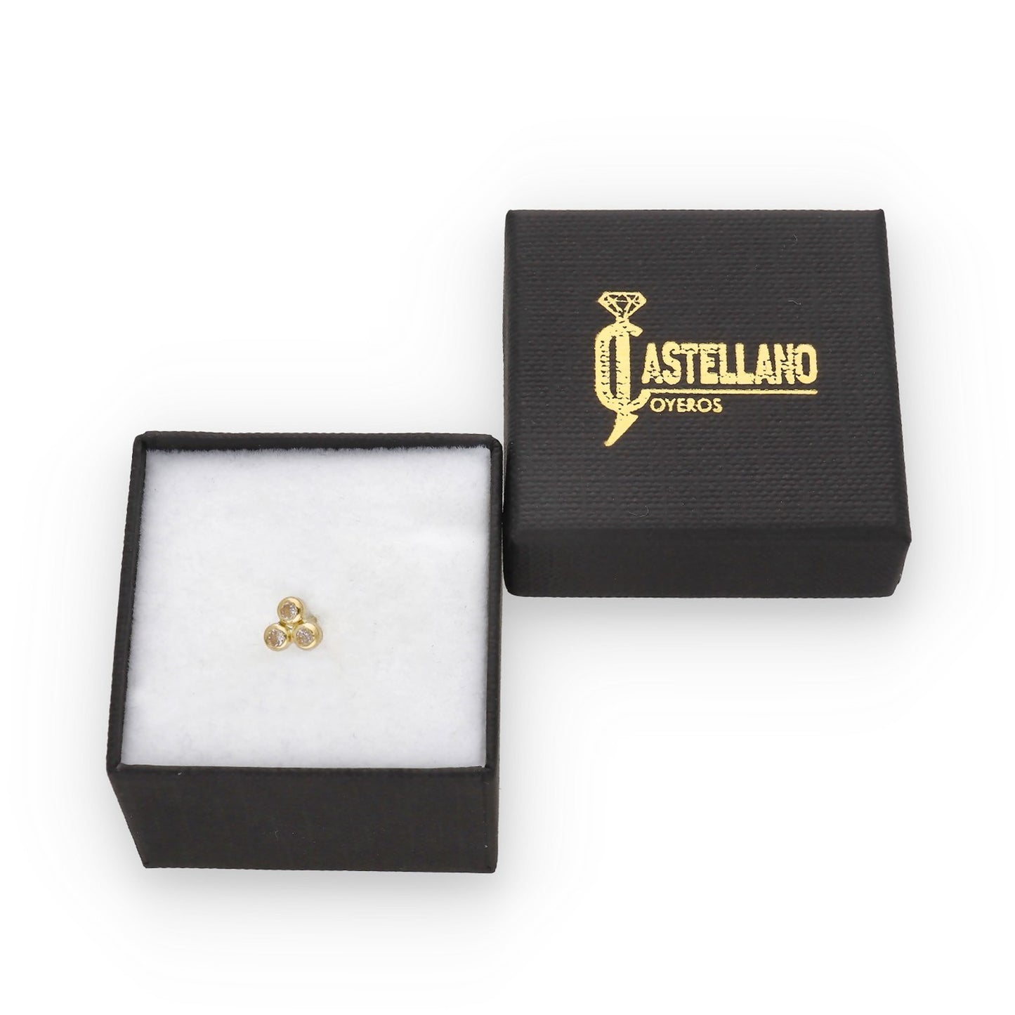 Piercing en Oro de Ley 18k con 3 Circonitas