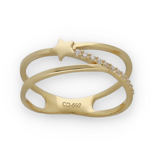 Anillo Entrelazado Modelo Lux Oro 18k y Circonita