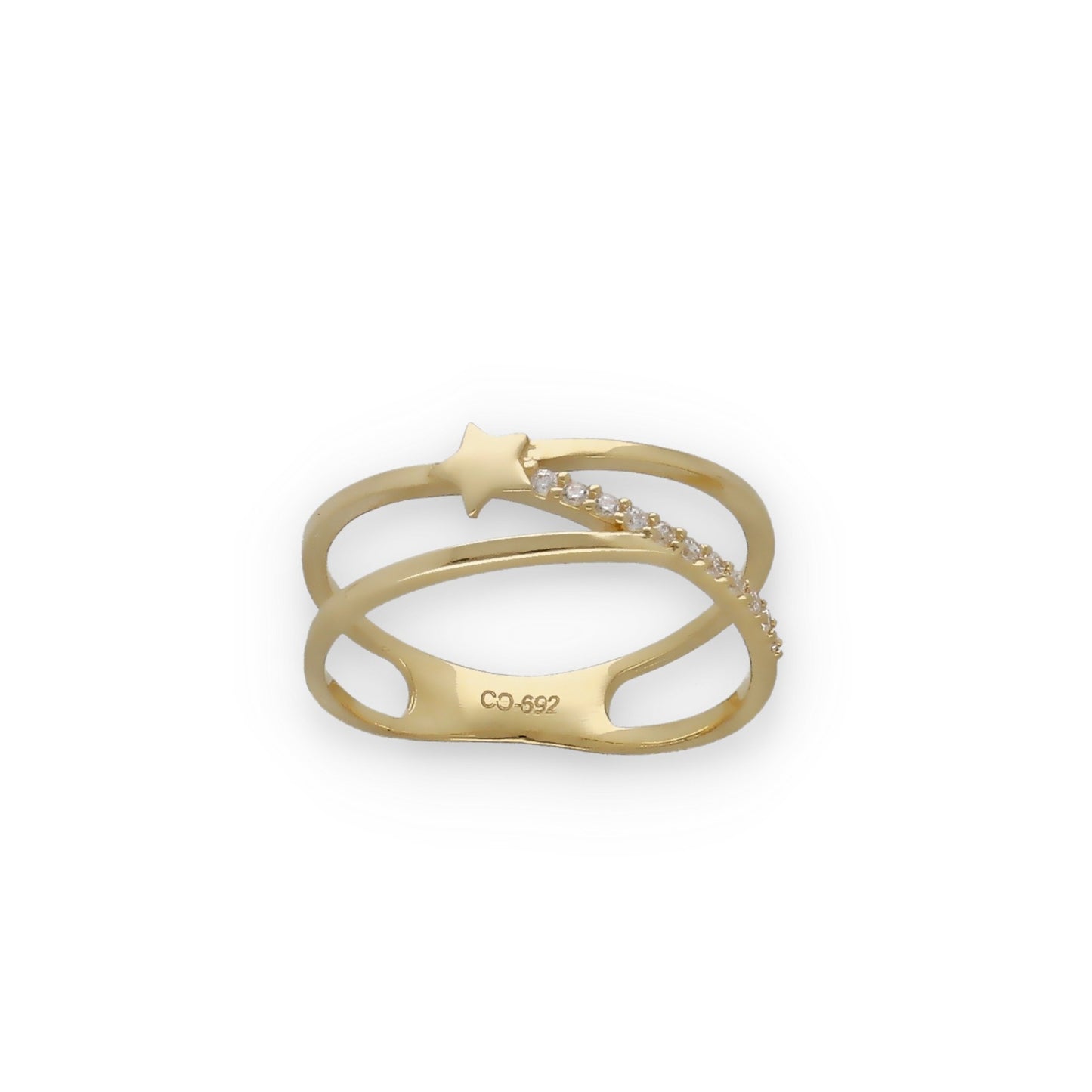 Anillo Entrelazado Modelo Lux Oro 18k y Circonita