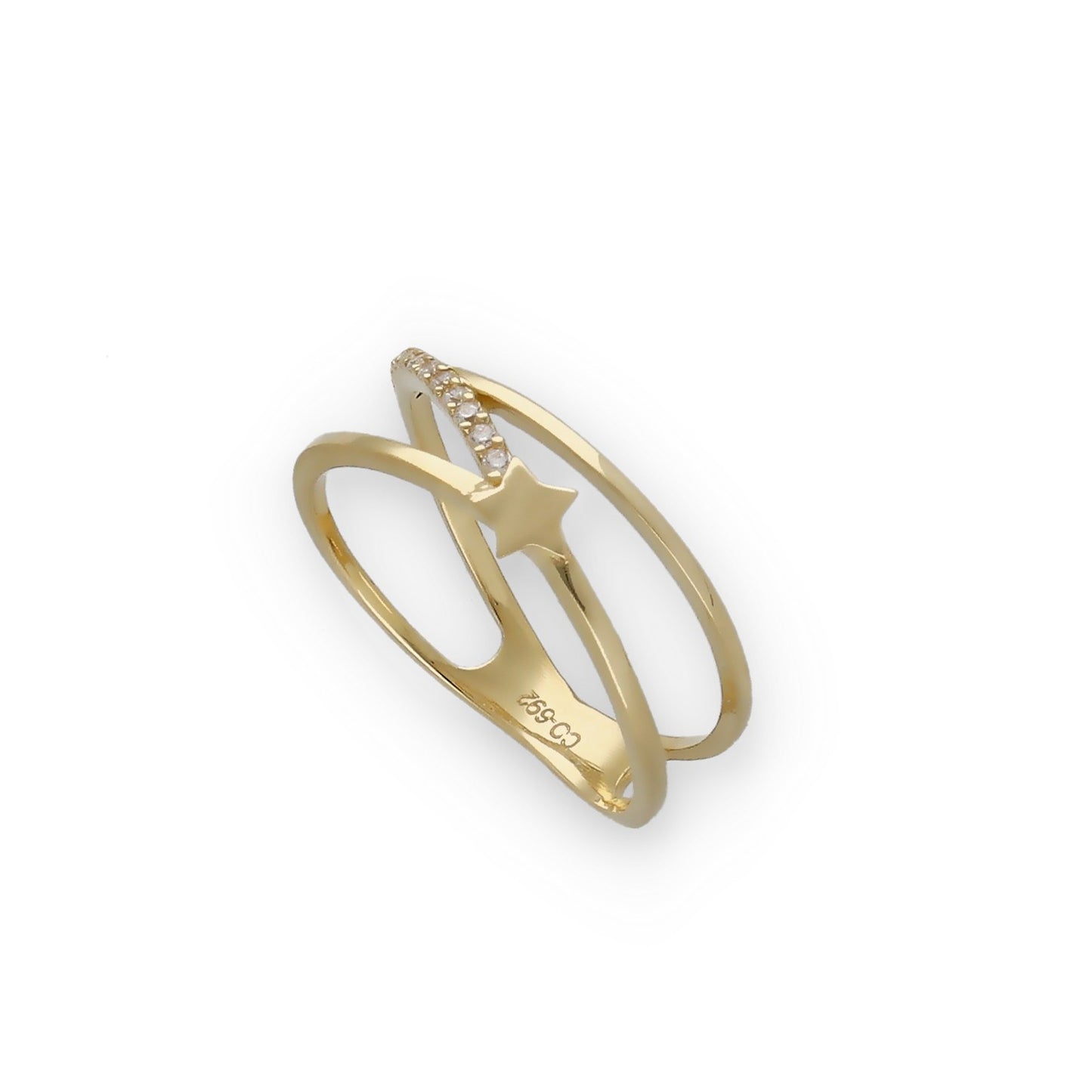 Anillo Entrelazado Modelo Lux Oro 18k y Circonita