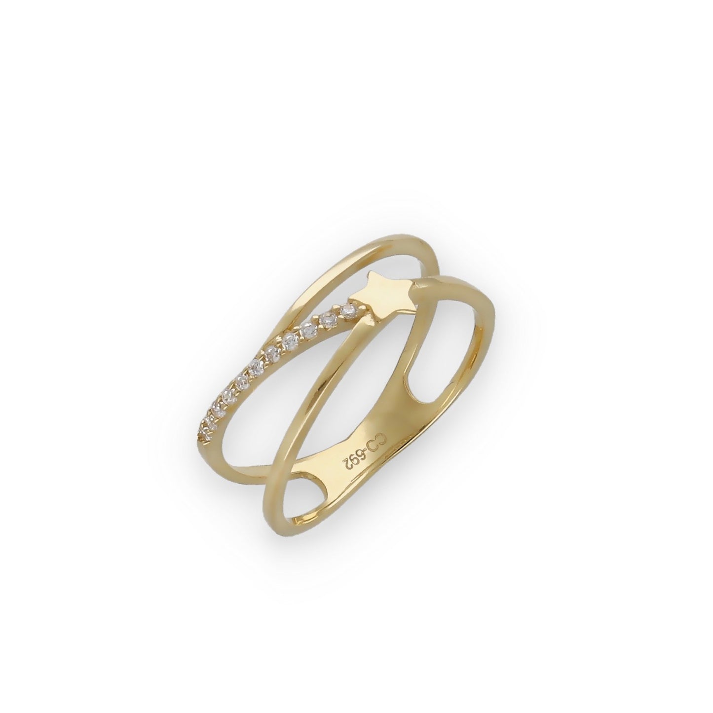 Anillo Entrelazado Modelo Lux Oro 18k y Circonita