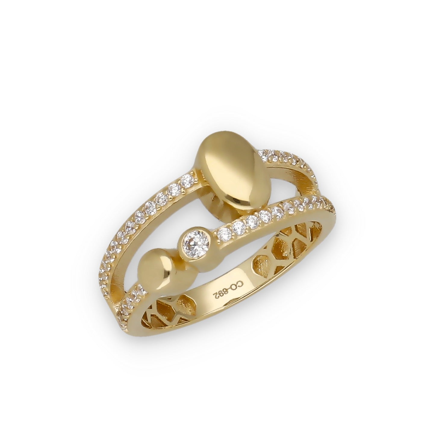 Anillo Modelo Egan en Oro de Ley y Circonitas