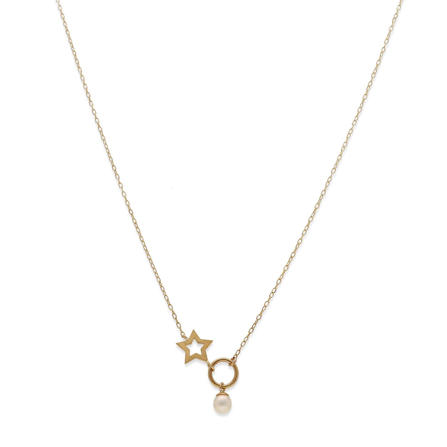 Collar Modelo Blizz con Perla Cultivada y Oro Diseño de Estrella