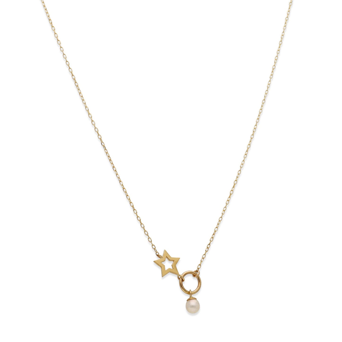 Collar Modelo Blizz con Perla Cultivada y Oro Diseño de Estrella