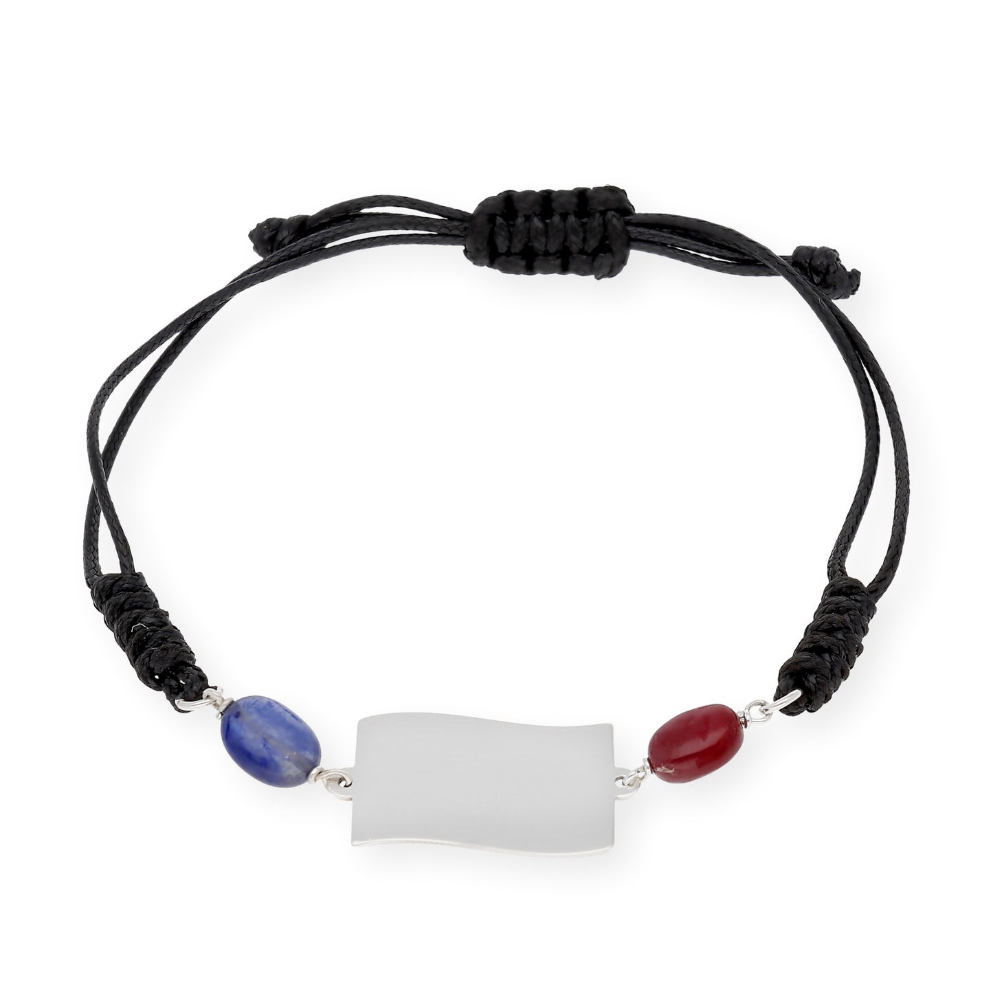 Pulsera Macramé Estados Unidos en Plata Esmaltada y Piedras de Color