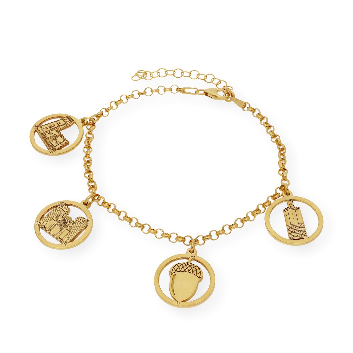 Pulsera Charms de Badajoz en Plata de Ley 925 Bañada en Oro 18K