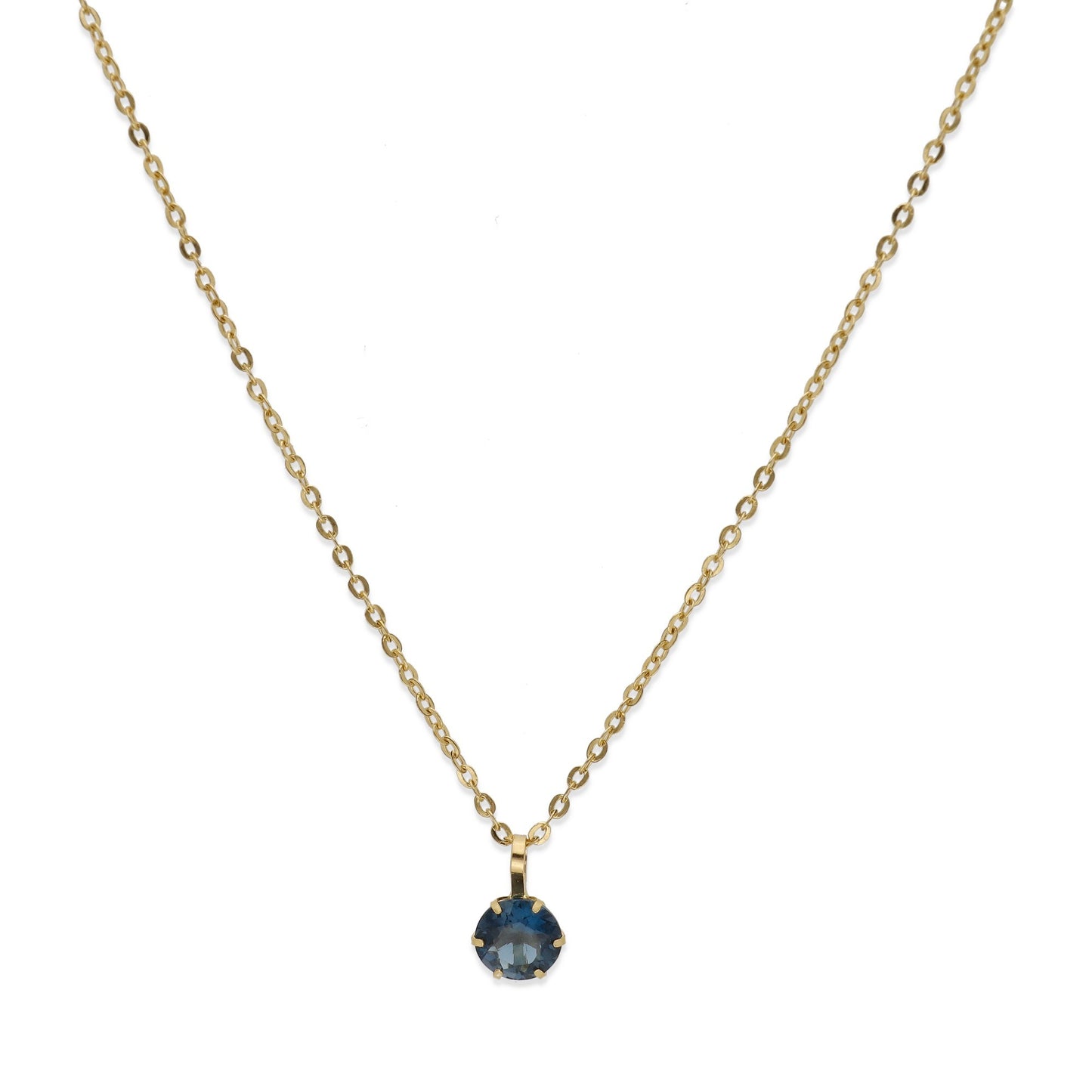 Collar con Colgante Deep en Oro de Ley 18K y Topacio Azul London