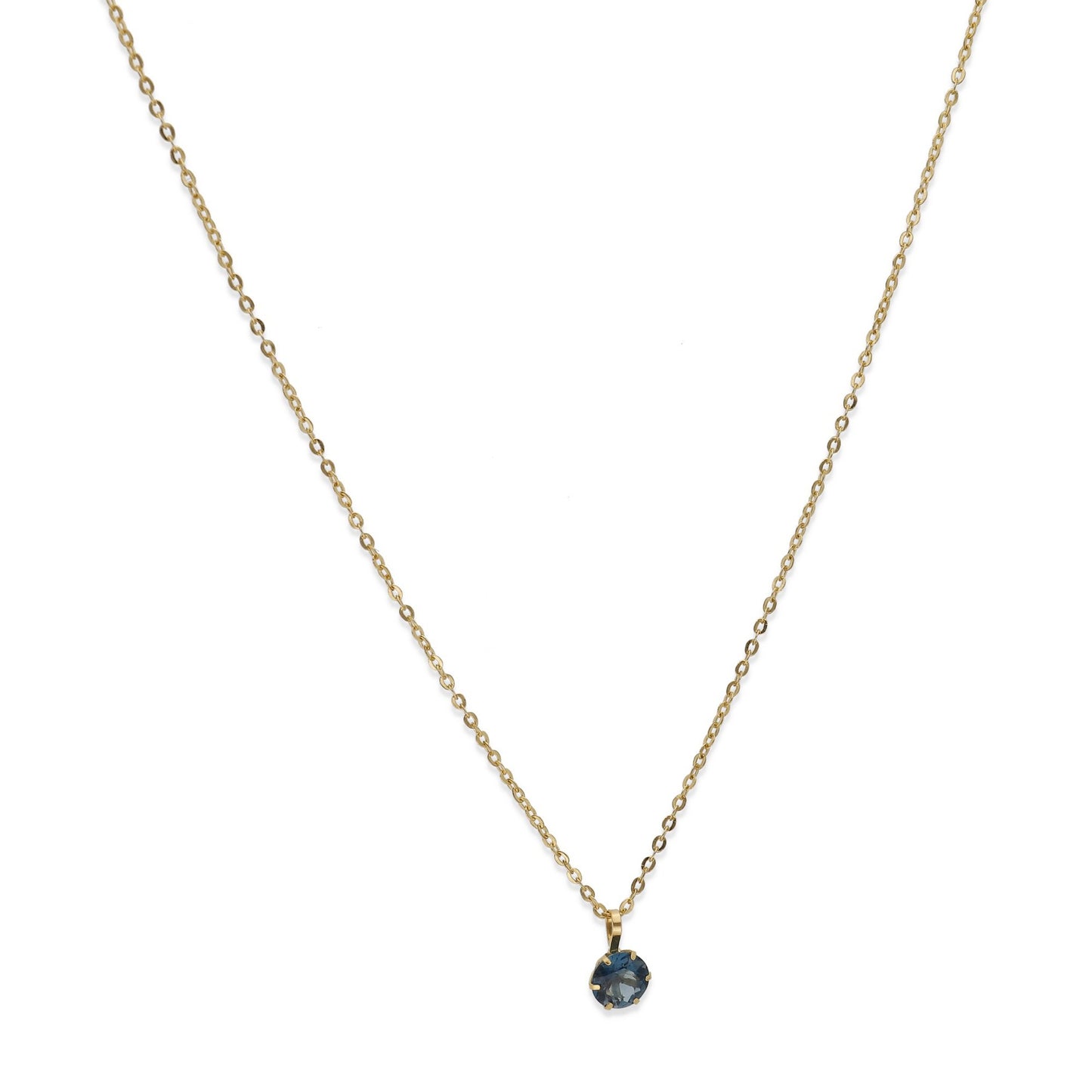 Collar con Colgante Deep en Oro de Ley 18K y Topacio Azul London