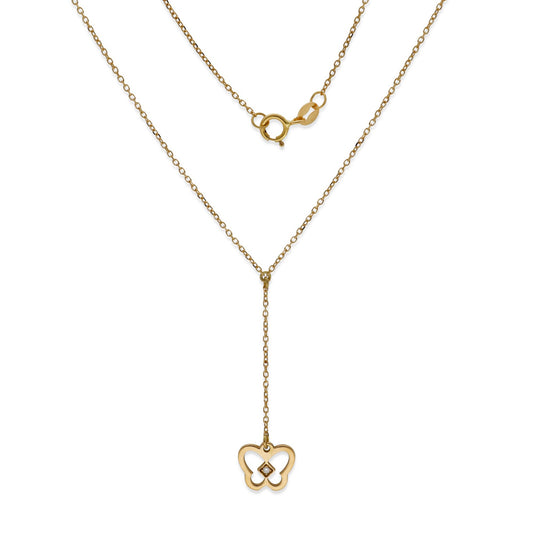 Gargantilla Mariposa con Diamante en Oro de Ley 18K