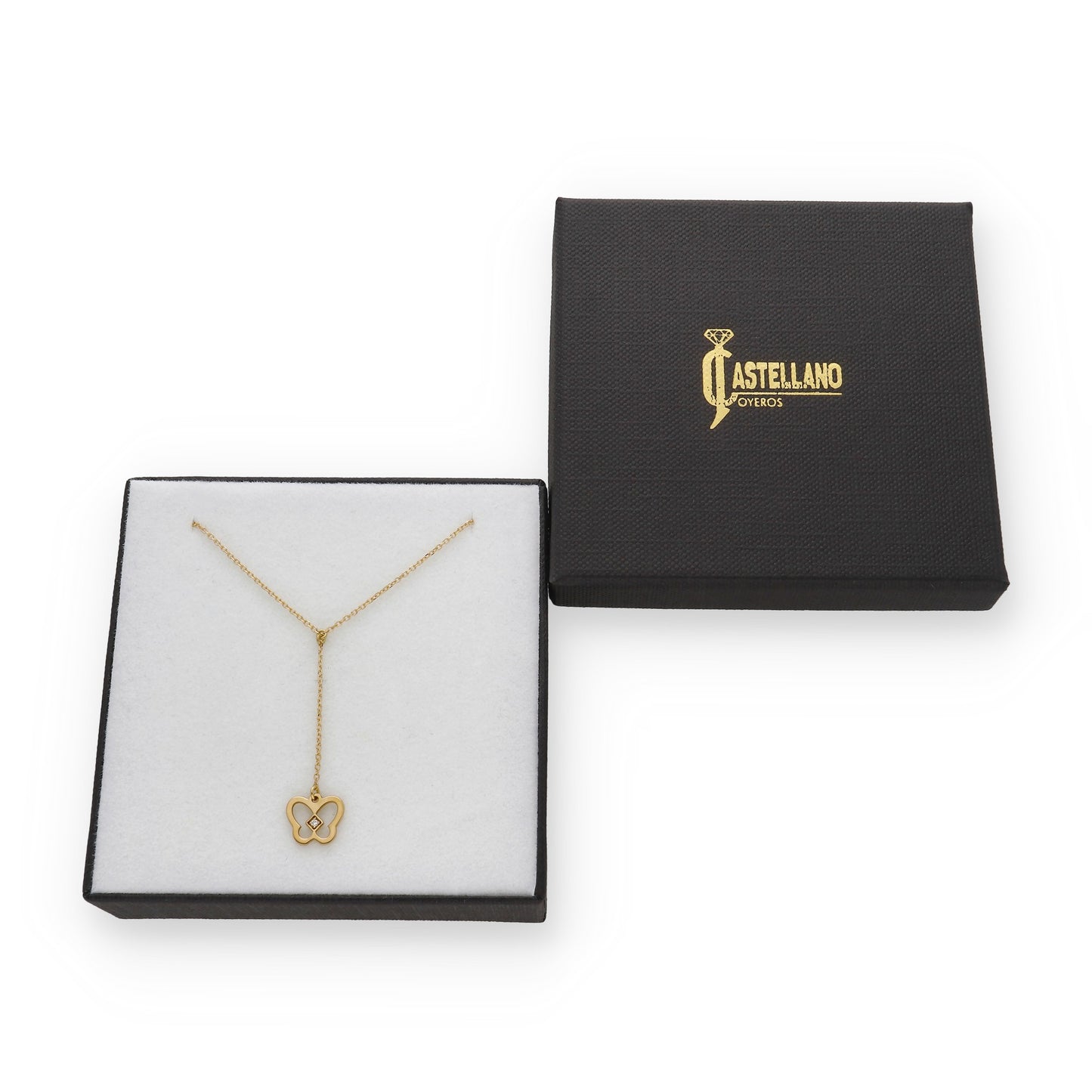 Gargantilla Mariposa con Diamante en Oro de Ley 18K