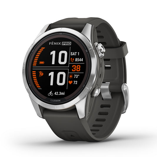 Reloj Garmin Fenix 7S PRO Solar Edition Plateado con Correa Gris 010-02776-01