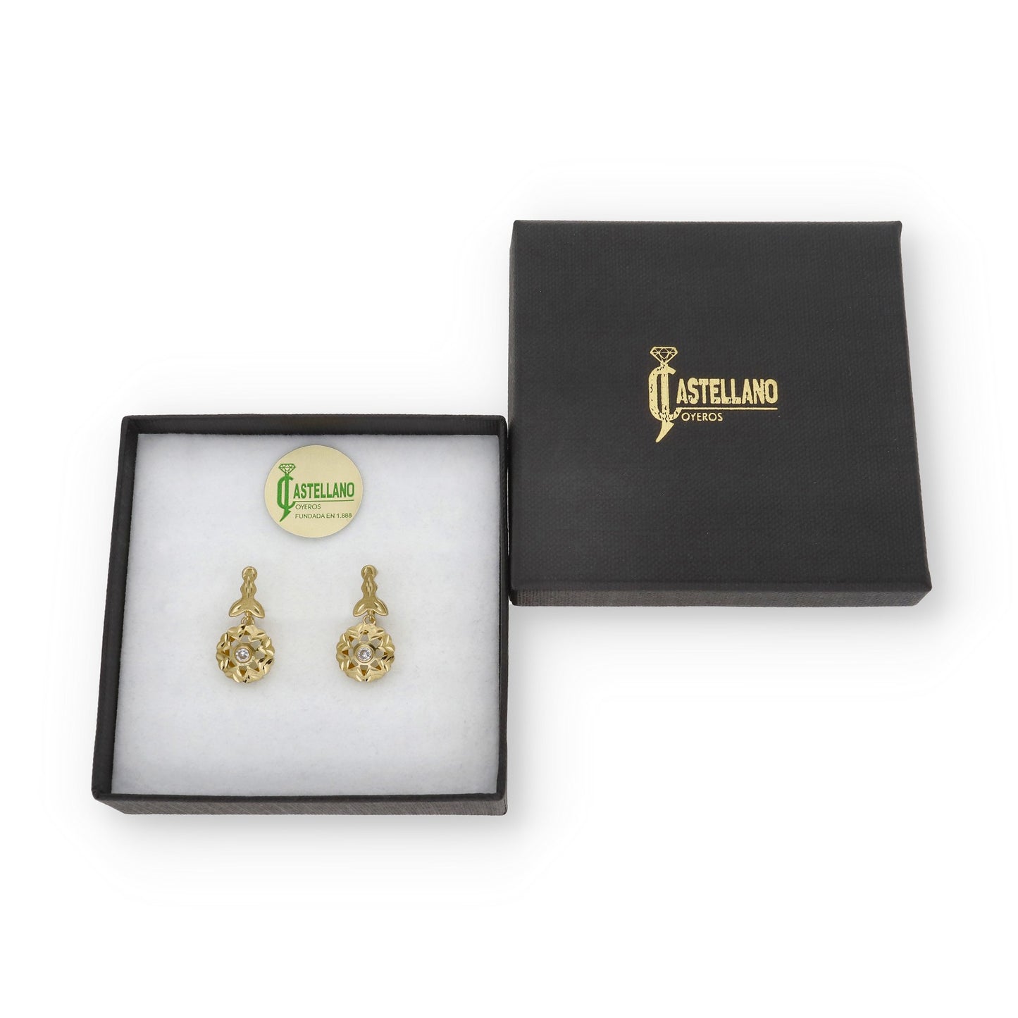Pendientes Cubana Modelo Luant en Oro y Circonita