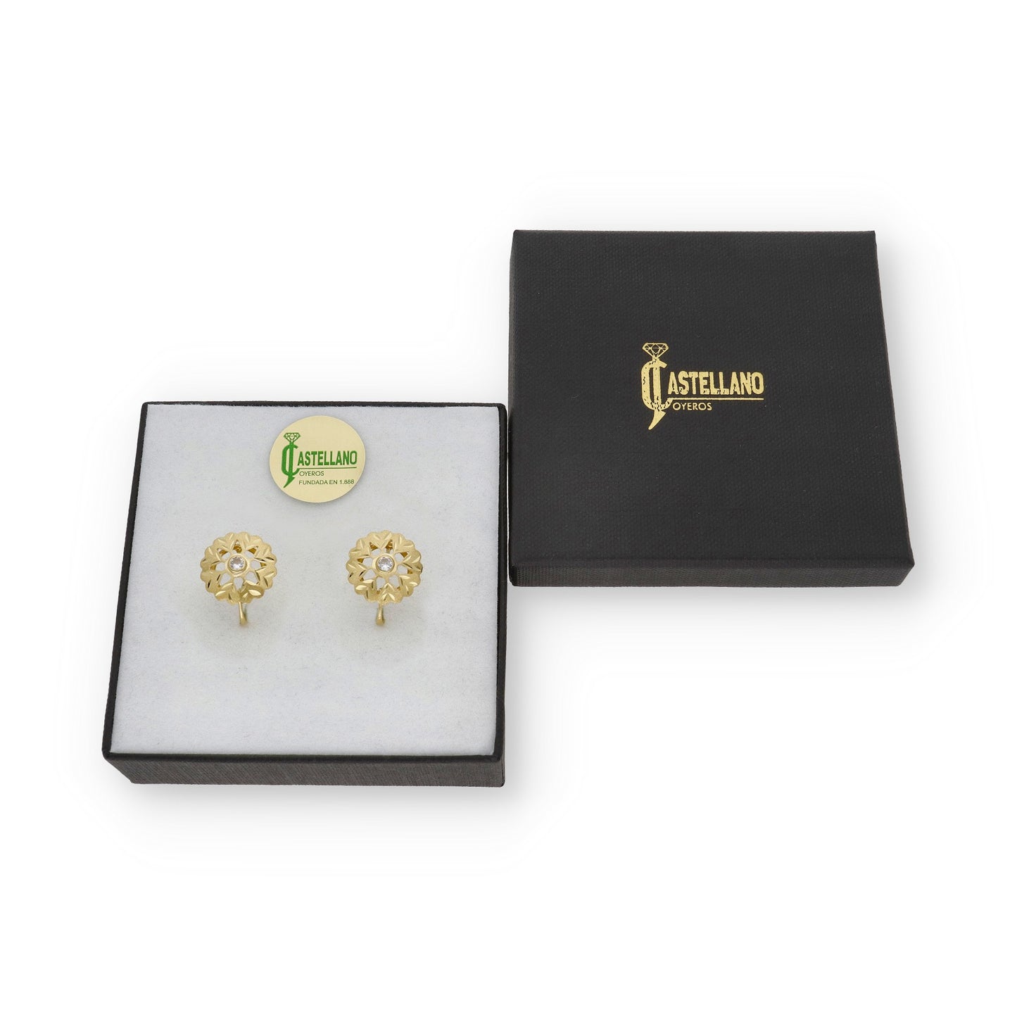 Pendientes Cubana en Oro y Circonita Modelo Lucena