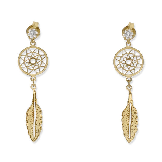 Pendientes Atrapa Sueños de Oro y Circonitas