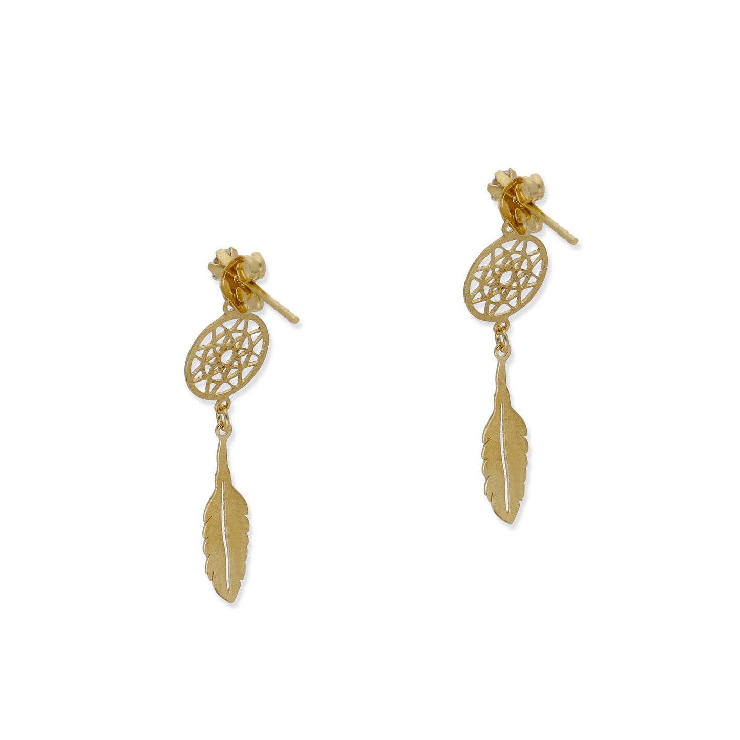 Pendientes Atrapa Sueños de Oro y Circonitas