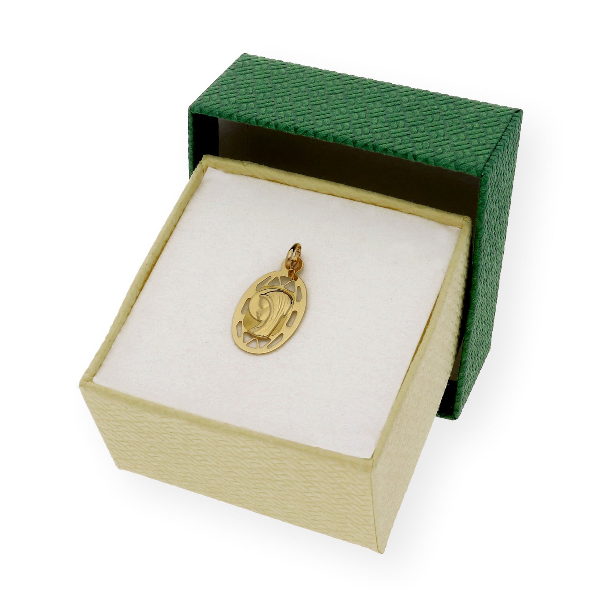 Medalla Virgen Niña de Comunión en Oro 18k Diseño Oval