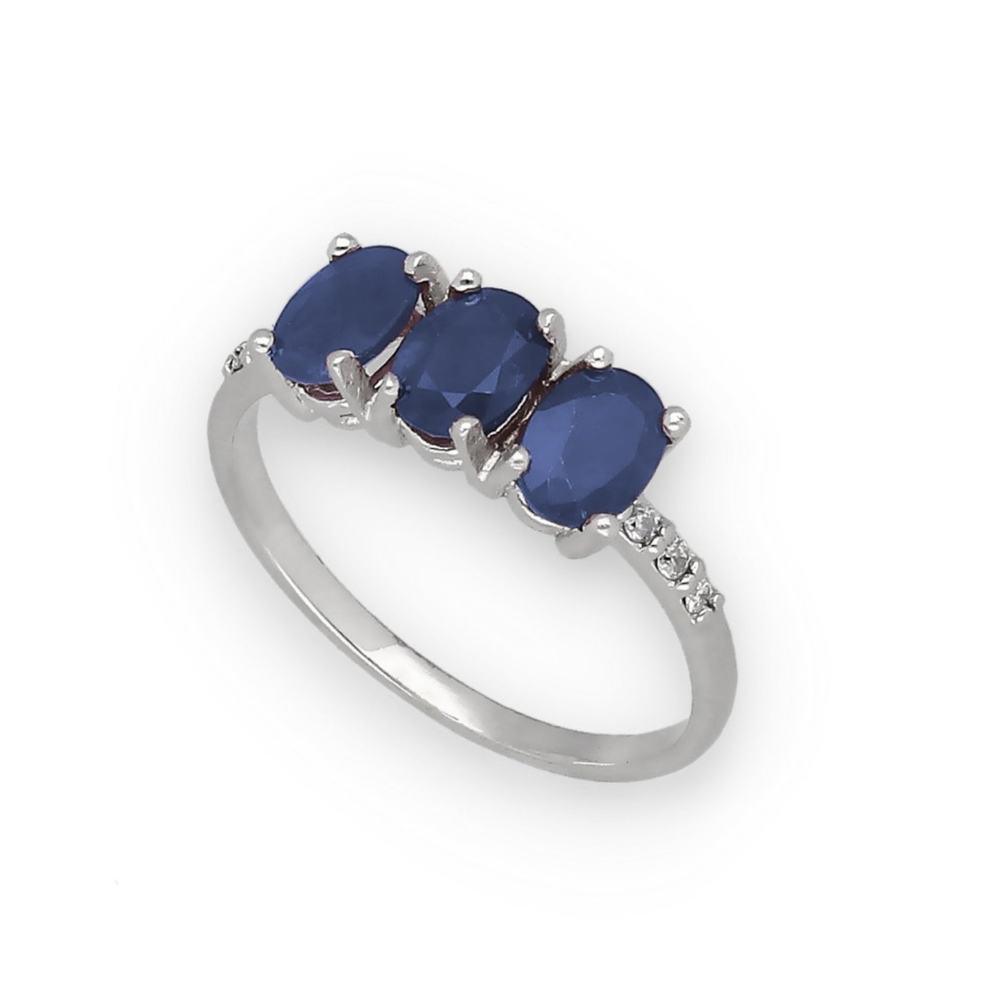 Anillo Lumina en Oro Blanco 18K con Zafiros y Diamantes
