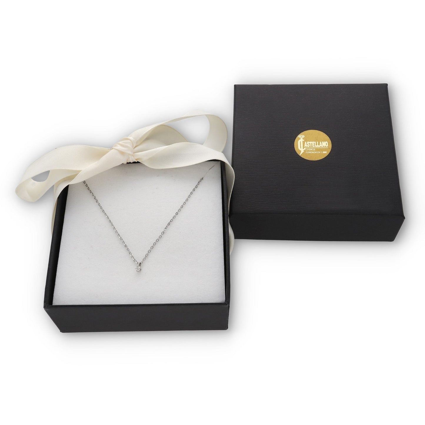 Conjunto Clair Pendientes y Collar de Oro Blanco y Diamantes