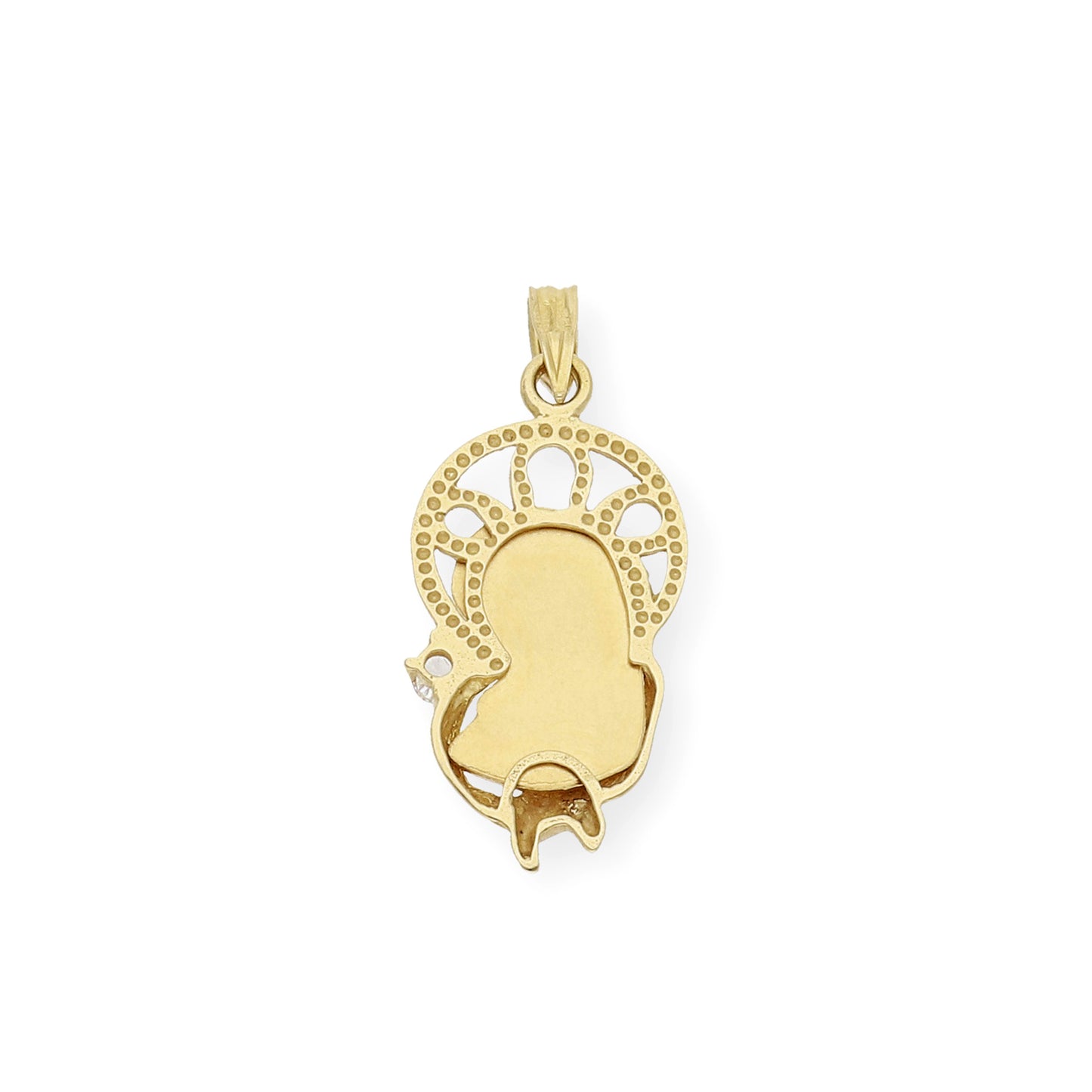 Medalla Virgen Niña de Comunión en Oro 18k y Circonita