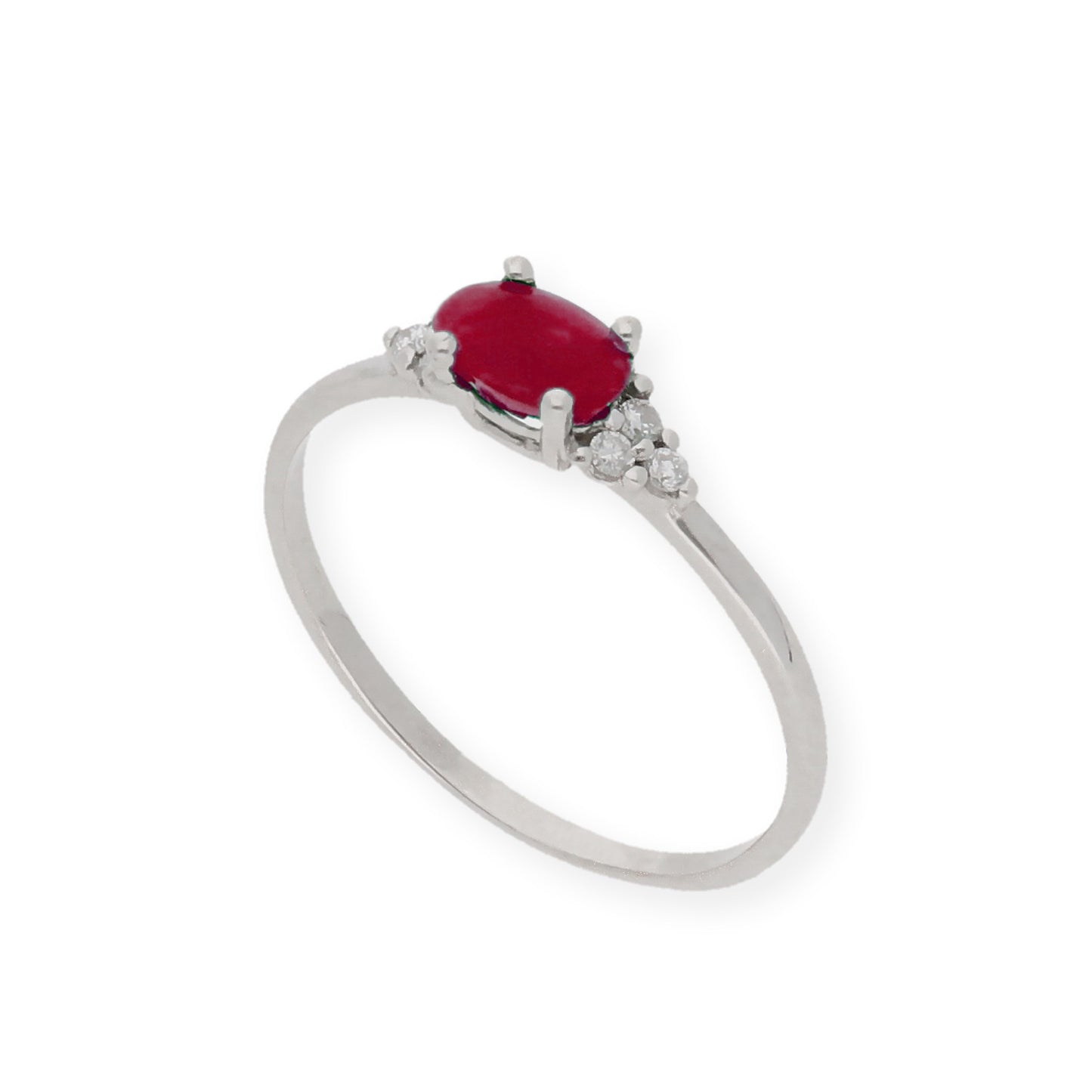 Anillo Diana Oro Blanco 18K con Rubi y Diamantes