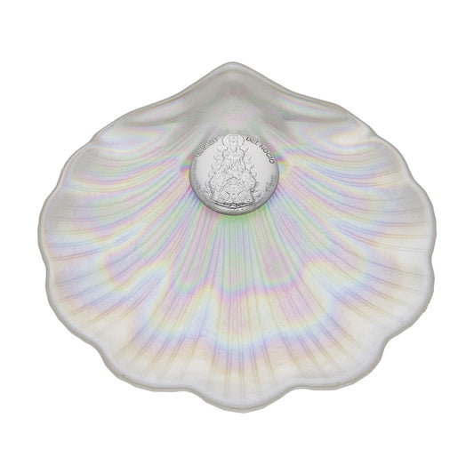 Concha de Bautismo Virgen del Rocío en Nácar y Plata Bilaminada