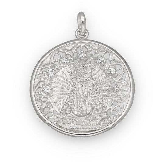 Medalla Virgen de La Soledad Plata 925 y Circonitas