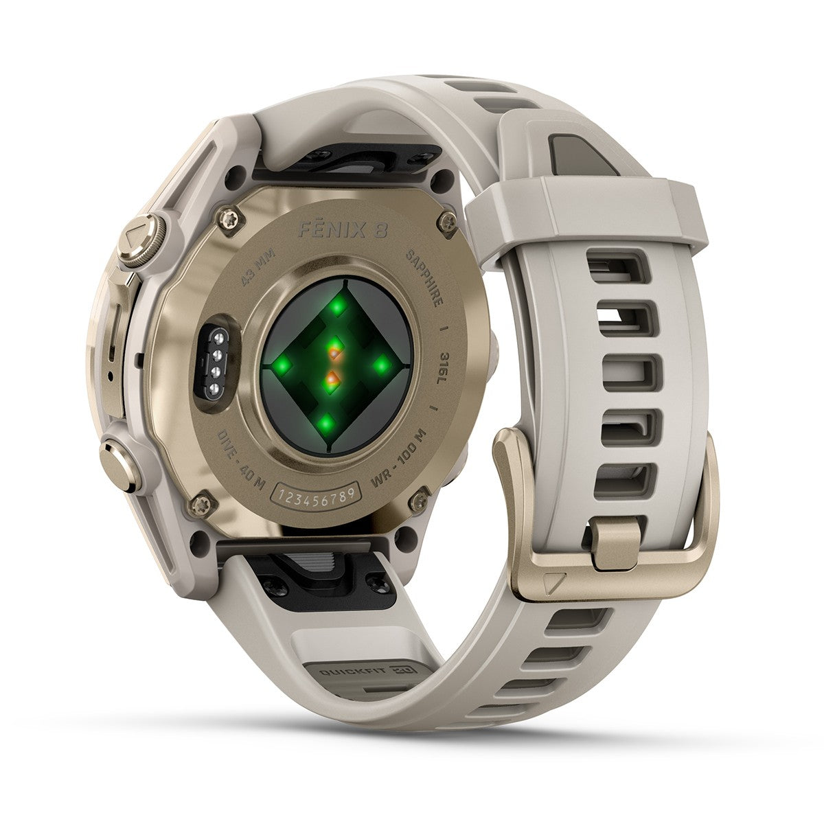 Reloj Garmin Fenix 8 - 43mm AMOLED Sapphire, Dorado con Correa Beige 010-02903-11