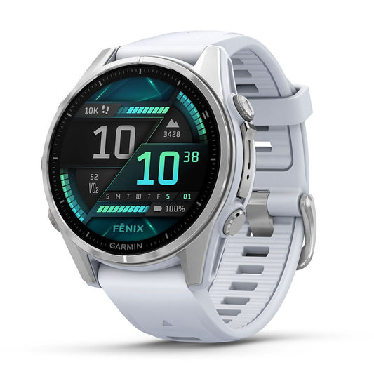 Reloj Garmin Fenix 8 - 43mm AMOLED Plata con Correa Blanca 010-02903-00