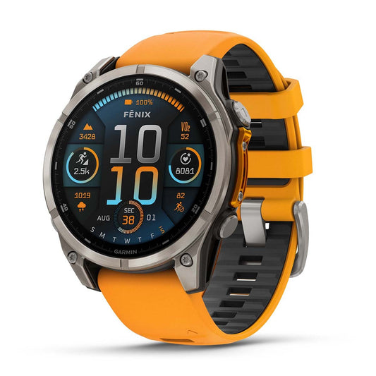 Reloj Garmin Fenix 8 - 47mm AMOLED Sapphire, Titanio con Correa Naranja 010-02904-11