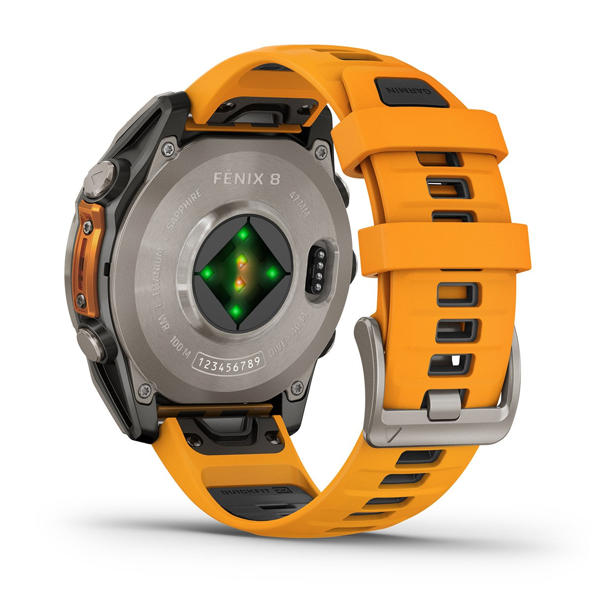 Reloj Garmin Fenix 8 - 47mm AMOLED Sapphire, Titanio con Correa Naranja 010-02904-11