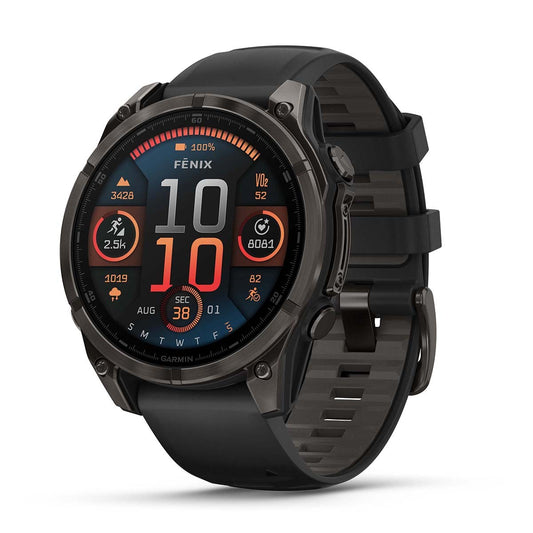Reloj Garmin Fenix 8 - 47mm AMOLED Sapphire, Titanio DLC con Correa Negra/Gris 010-02904-21