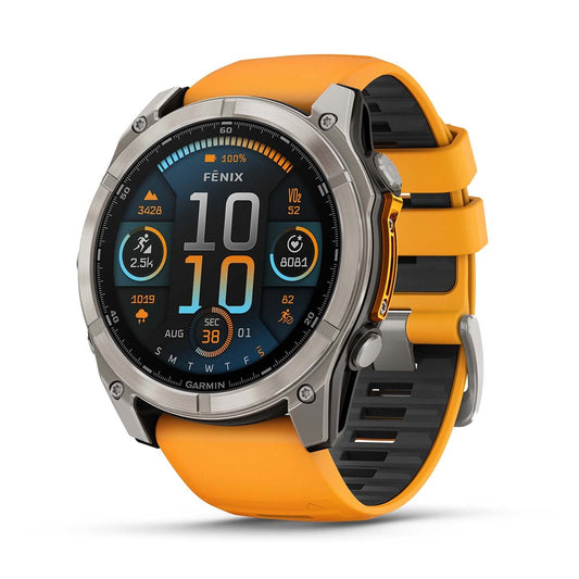 Reloj Garmin Fenix 8 - 51mm AMOLED Sapphire, Titanio con Correa Naranja 010-02905-11