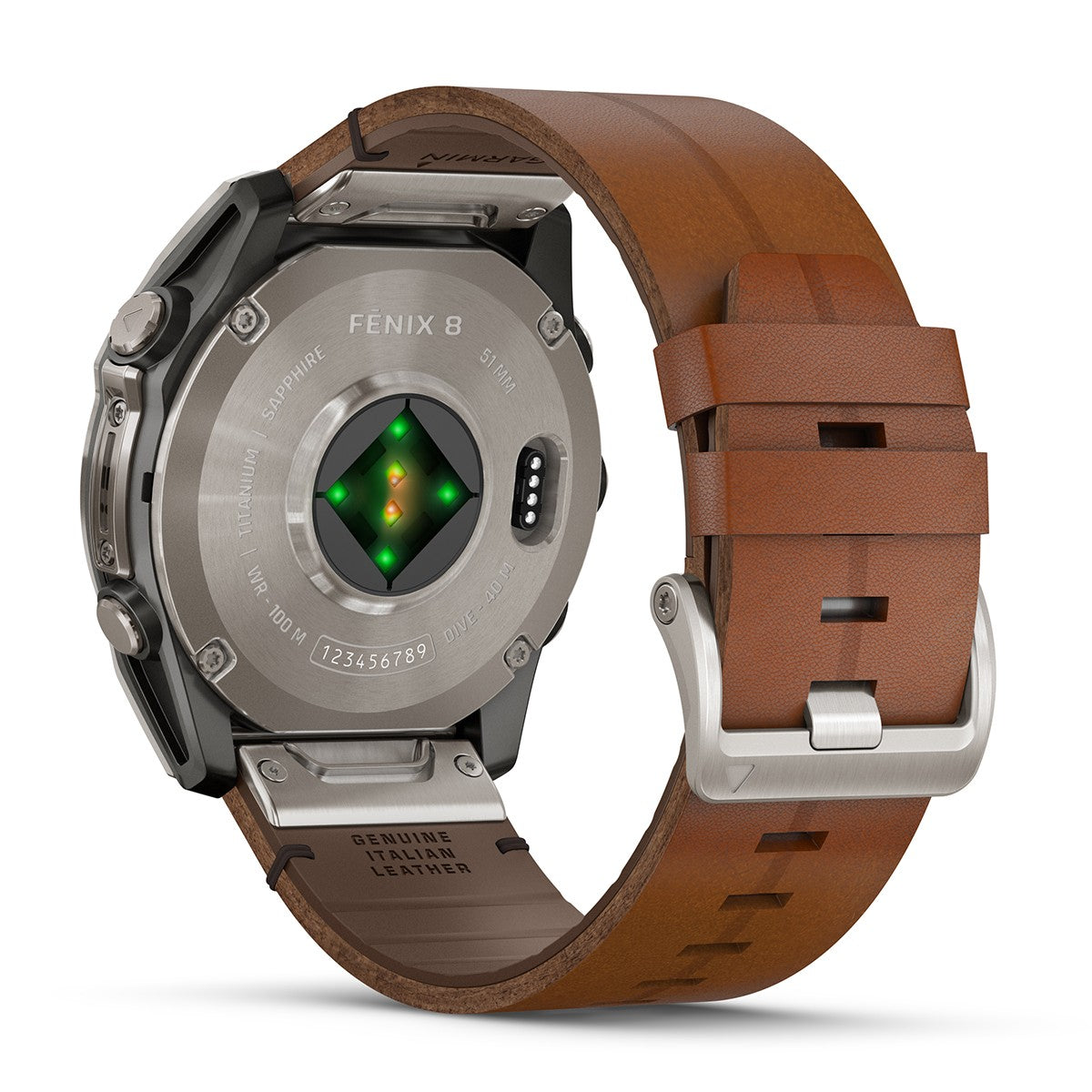 Reloj Garmin Fenix 8 - 51mm AMOLED Sapphire, Titanio con Correa Cuero Marrón 010-02905-40