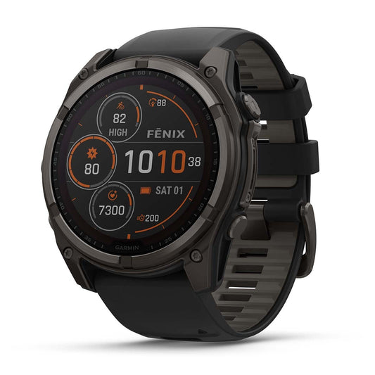 Reloj Garmin Fenix 8 - 51mm Solar Sapphire, Titanio DLC con Correa Negra 010-02907-11