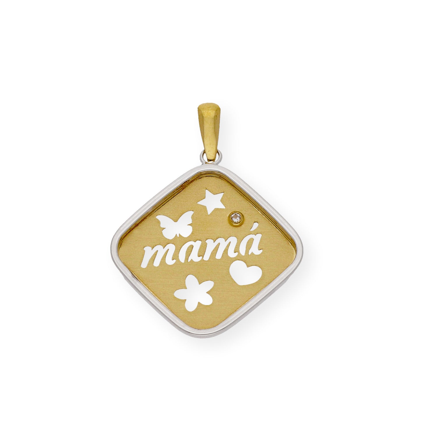 Colgante Mamá Diseño de Rombo en Oro 18k y Diamante