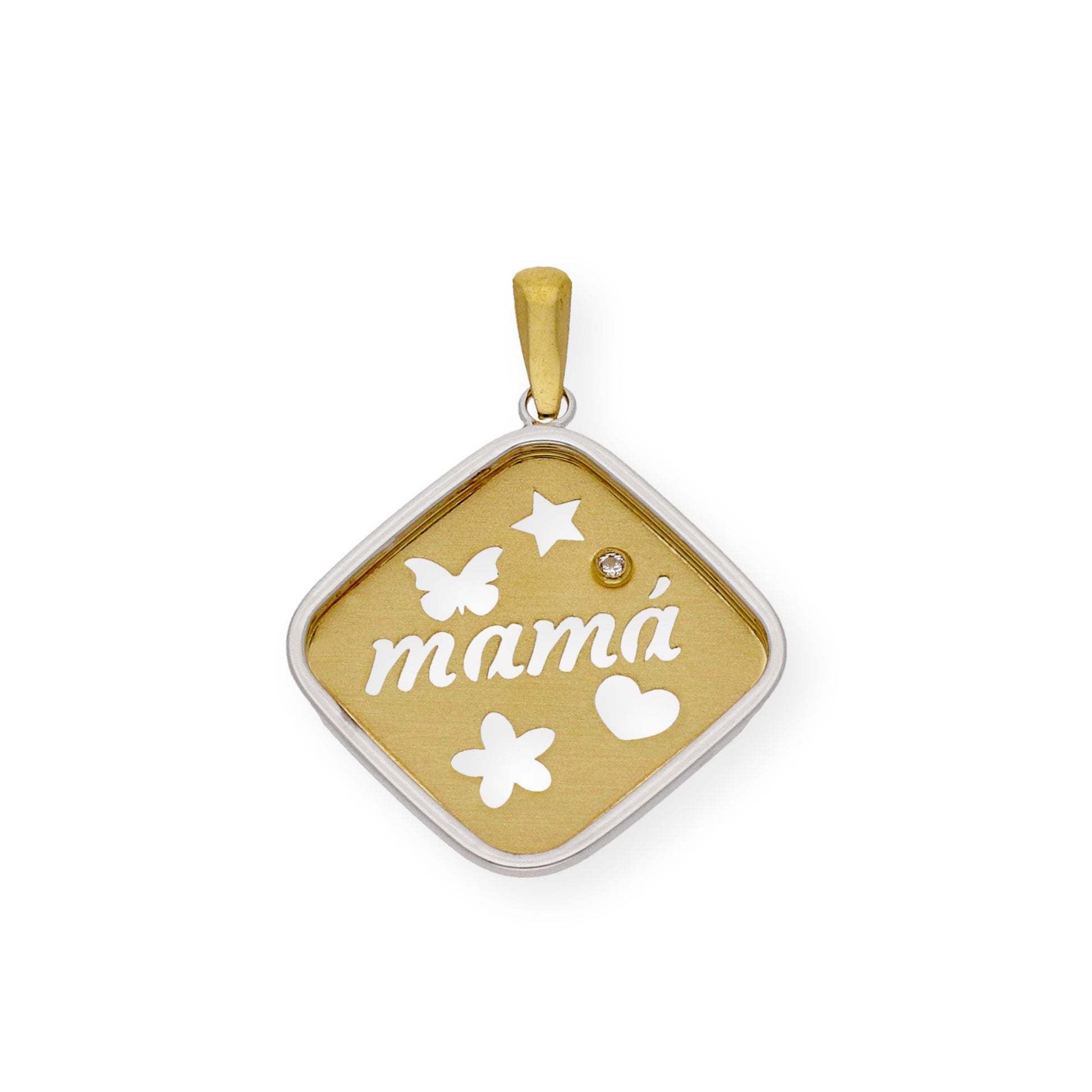 Colgante Mamá Diseño de Rombo en Oro 18k y Diamante