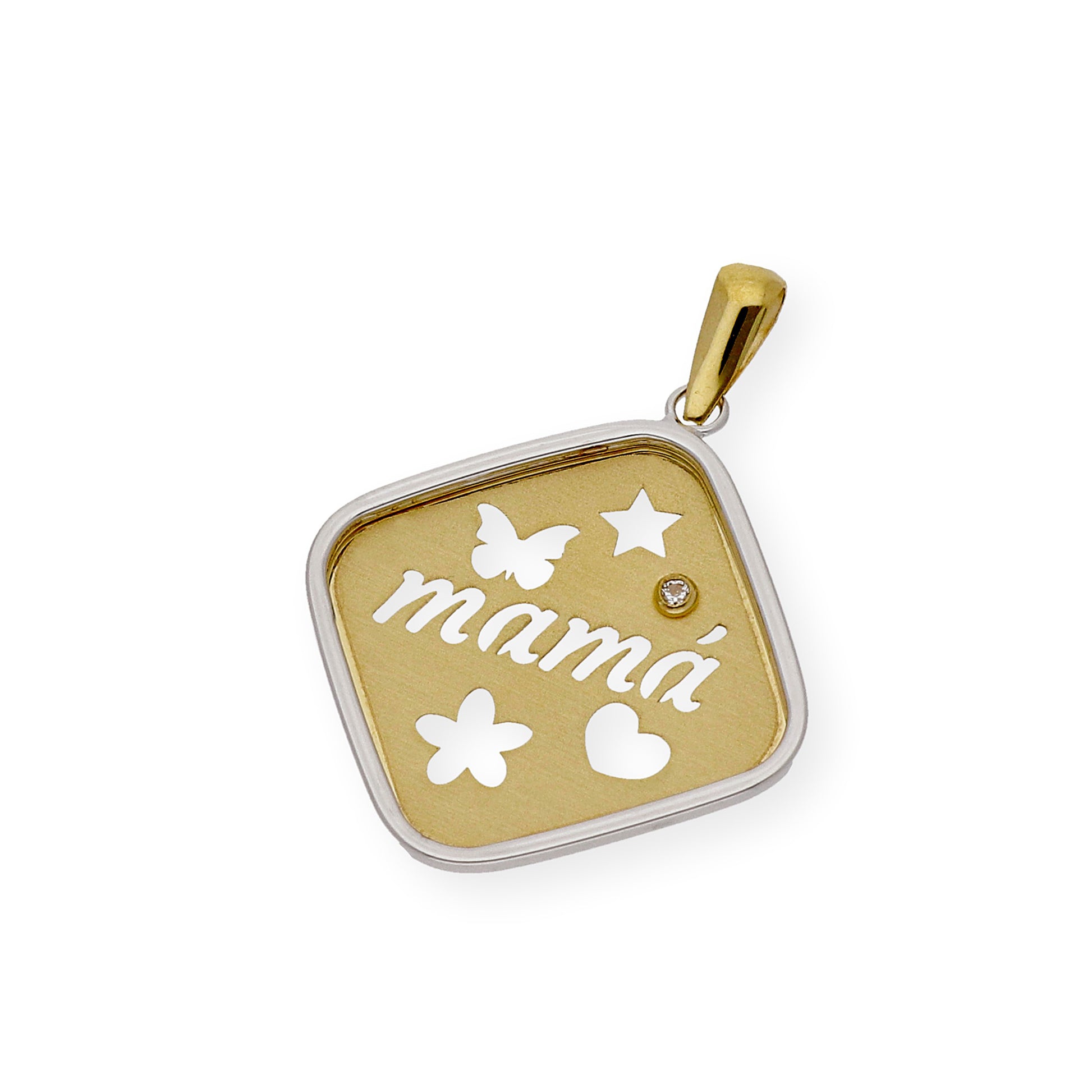 Colgante Mamá Diseño de Rombo en Oro 18k y Diamante
