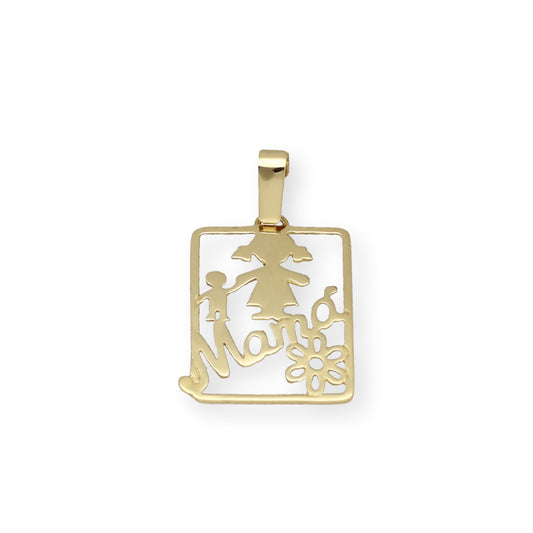 Colgante Mamá Modelo Child en Oro 18k con Diseño de Niño y Niña