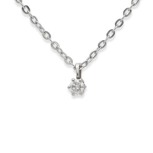 Collar con Colgante Luz en Oro Blanco 18K con Diamante en Garra