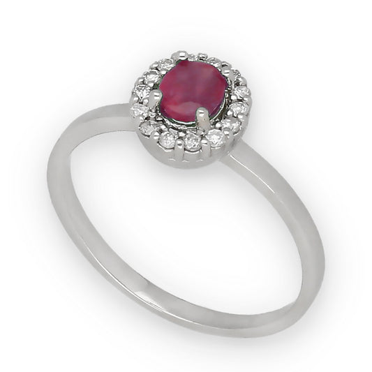 Anillo Lady en Oro Blanco 18k con Diamantes y Rubí