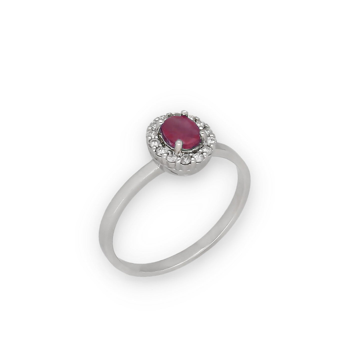 Anillo Lady en Oro Blanco 18k con Diamantes y Rubí