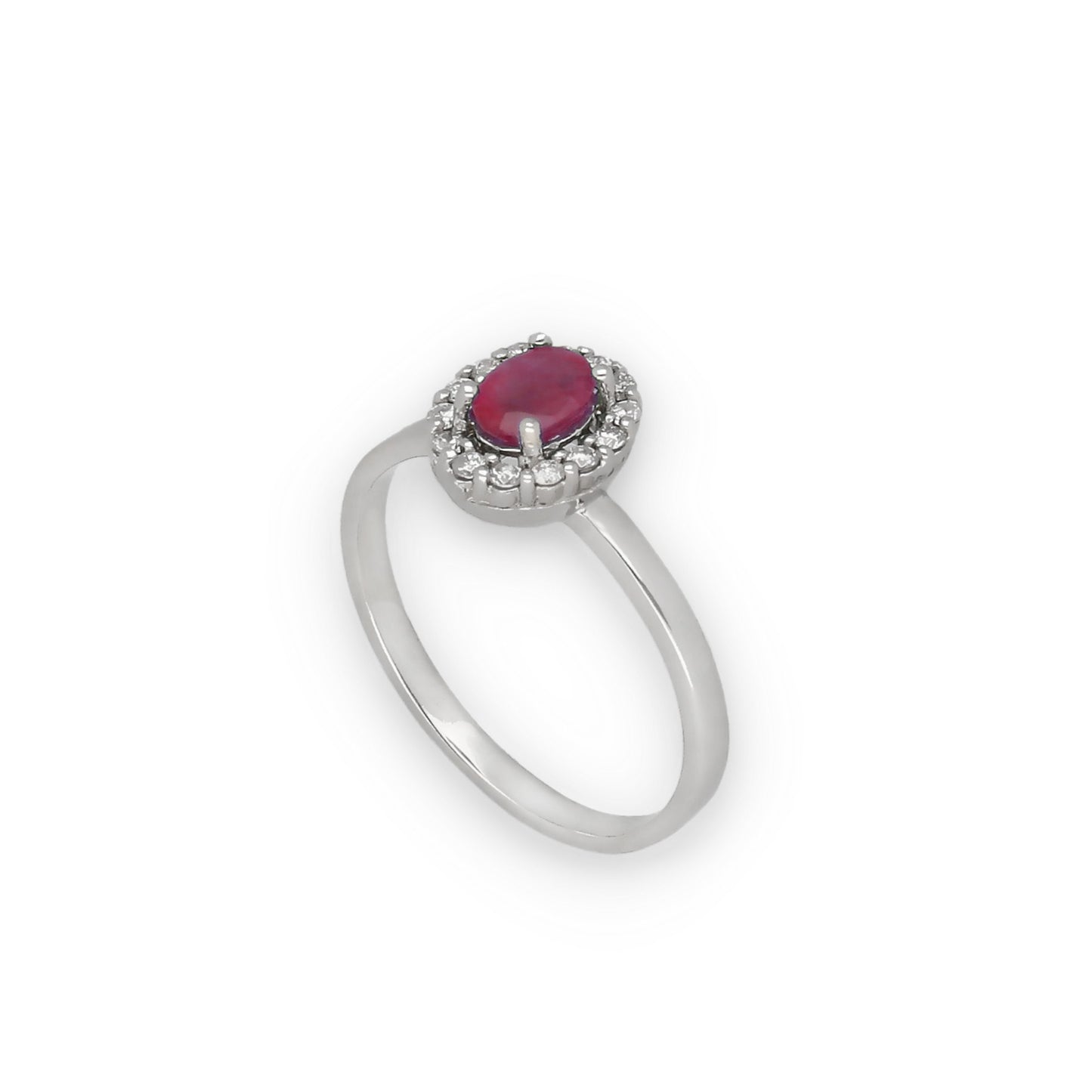 Anillo Lady en Oro Blanco 18k con Diamantes y Rubí