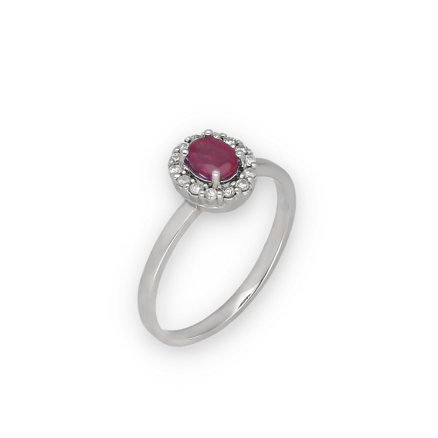 Anillo Lady en Oro Blanco 18k con Diamantes y Rubí