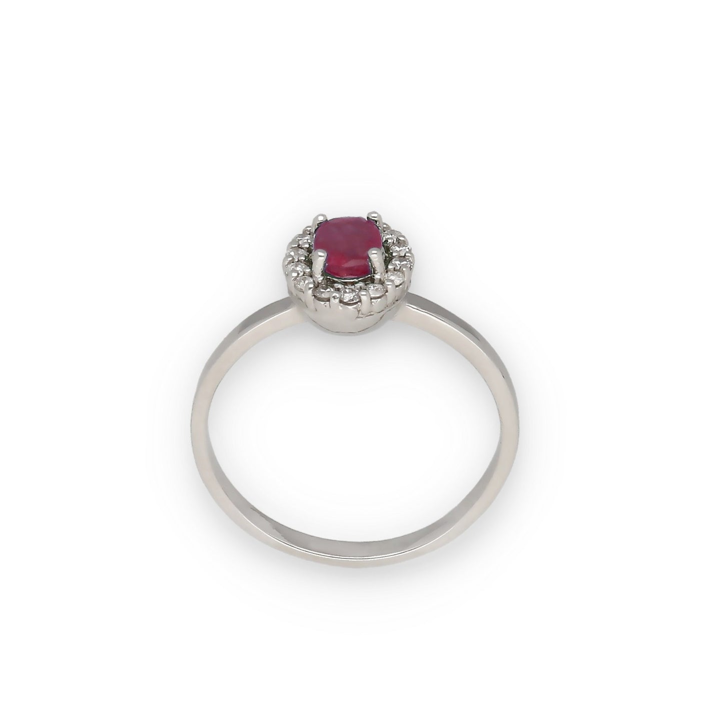 Anillo Lady en Oro Blanco 18k con Diamantes y Rubí